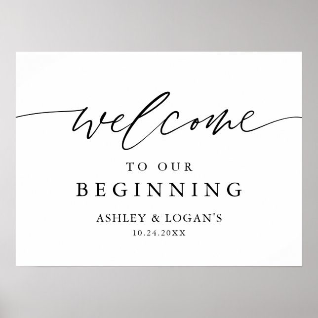 Poster Bienvenue Rustique À Notre Signe Mariage Débutant (Devant)