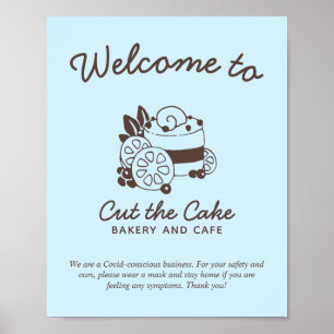 Poster Bienvenue Sécurité Covid Boulangerie Logo Gâteau