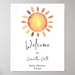 Poster Bienvenue soleil jaune aquarelle heureux