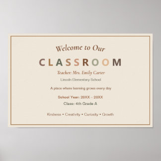 Poster Bienvenue sur l'affiche de classe cadeau personnal