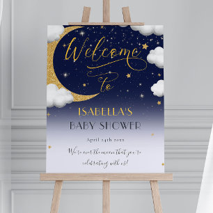 Poster Bienvenue sur le Baby shower de la Lune