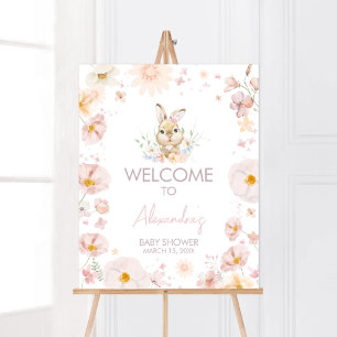 Poster Bienvenue sur le Baby shower de lapin Somebunny