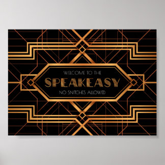 Poster Bienvenue sur le panneau du parti Speakeasy