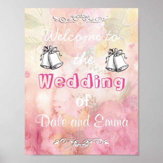 Poster Bienvenue sur le site du Mariage de (Ajouter des n (Devant)