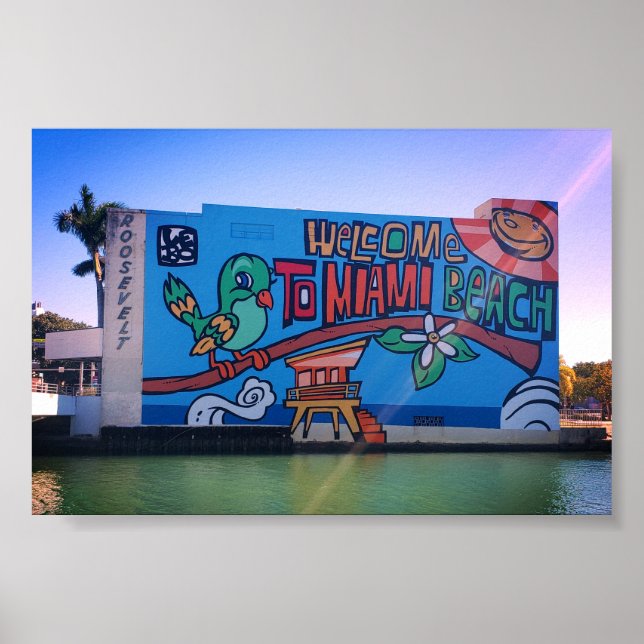 Poster Bienvenue sur mesure à Miami Beach Florida Graffit (Devant)