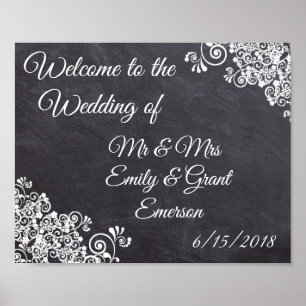 Poster Bienvenue sur mesure au Mariage de Chalkboard Look