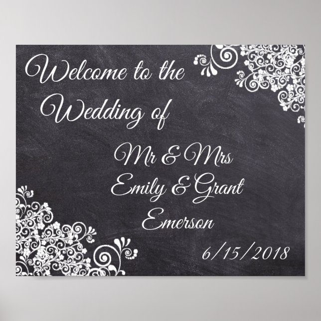 Poster Bienvenue sur mesure au Mariage de Chalkboard Look (Devant)
