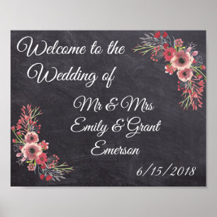 Poster Bienvenue sur mesure au Mariage de Chalkboard Look