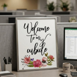 Poster Bienvenue sur mon panneau de cabine de bureau de t