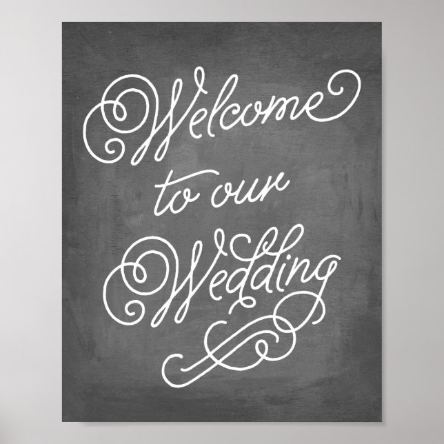 Poster Bienvenue sur notre panneau Mariage | Décor Mariag (Devant)