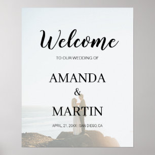 Poster Bienvenue sur photo décolorée de mariage en callig