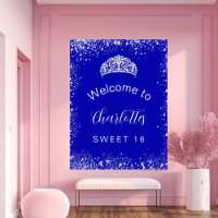 Bienvenue Sweet 16 bleu royal paillettes argentées