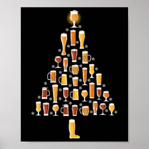 Poster Bière Arbre de Noël Hommes Femmes Bière Noël laid
