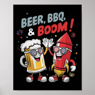 Poster Bière Bbq Boom Funny Party