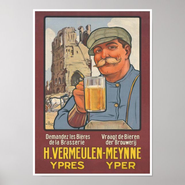 Poster Bière belge Vermeulen Brasserie Ypres Flandre (Devant)