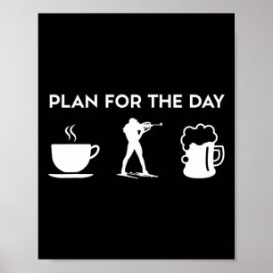 Poster Bière biathlon biathloniste au café amusant