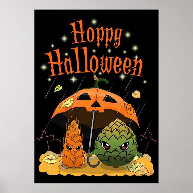 Poster Bière Boire Bière Happy Halloween (Devant)