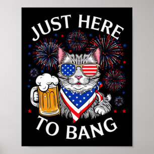 Poster Bière Drôle 4 juillet Amoureux des chats Juste Ici