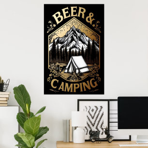 Poster Bière Et Camping De Montagne