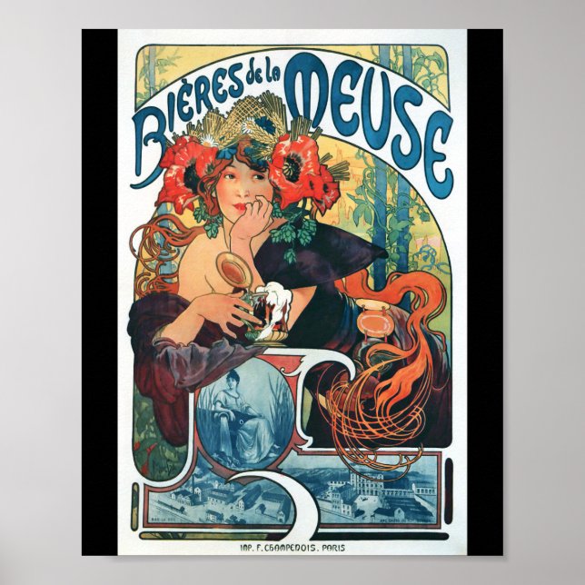 Poster Bieres de la Meuse, Mucha (Devant)