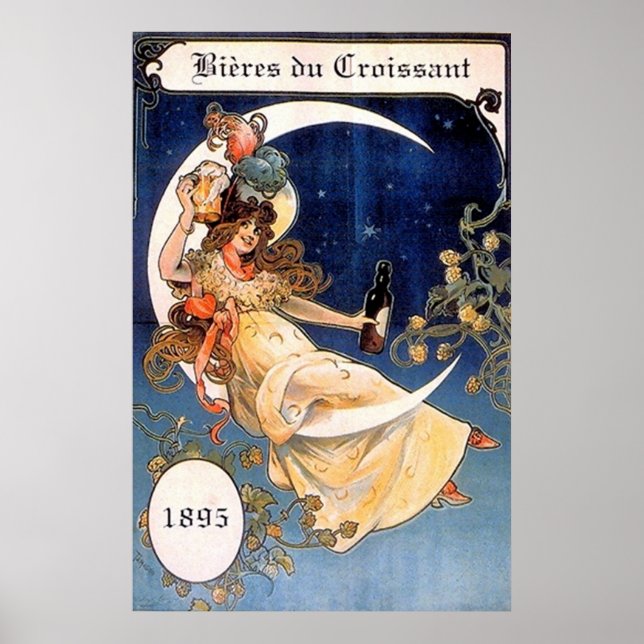 Poster Bieres du Croissant 1895 Imprimer Vintage (Devant)