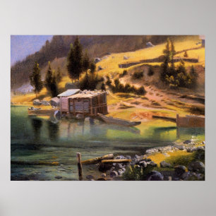 Poster Bierstadt - Camp de pêche et de chasse, Alaska