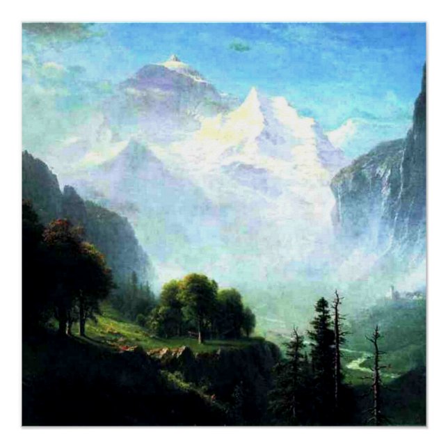 Poster Bierstadt - Chutes Staubbach près de Lauterbrunnen (Devant)