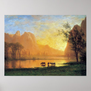 Poster Bierstadt - Coucher de soleil à Yosemite
