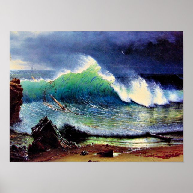 Poster Bierstadt - La Côte de la Mer Turquoise (Devant)