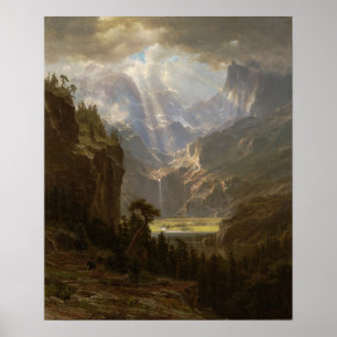 Poster Bierstadt - Le pic des montagnes Rocheuses de Land