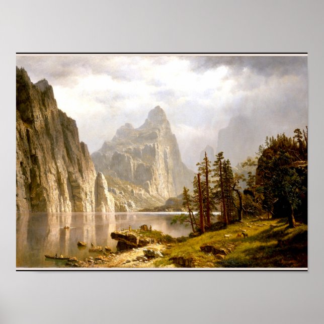 Poster Bierstadt - Rivière Merced, Vallée de Yosemite (Devant)