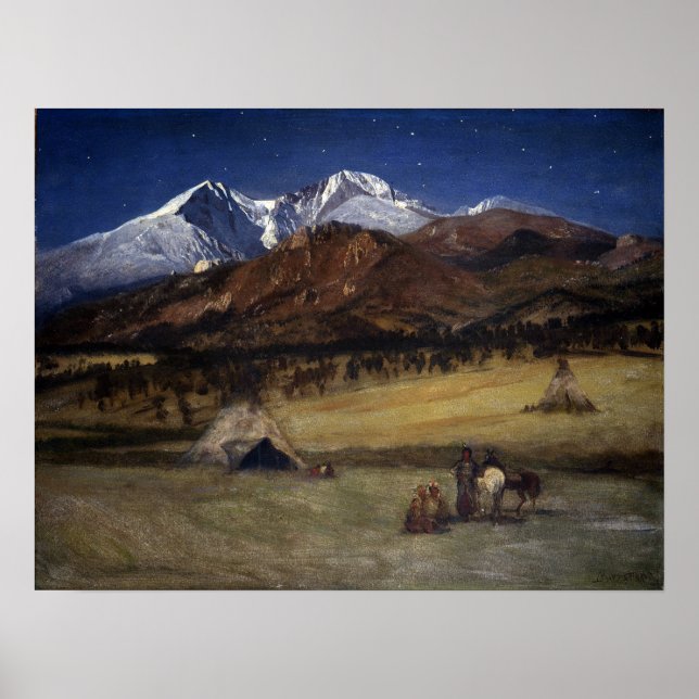 Poster Bierstadt - Soirée Indienne D'Encampement (Devant)