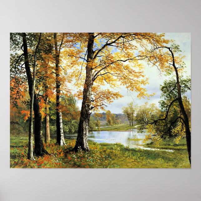 Poster Bierstadt - Un Lac Calme, (Devant)