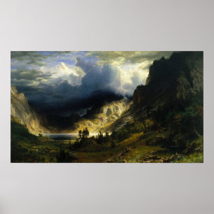Poster Bierstadt - Une Tempête Dans Les Montagnes Rocheus