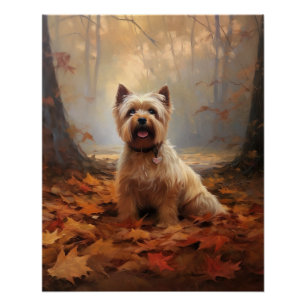 Poster Biewer Terrier à l'automne Leaves automne Inspire