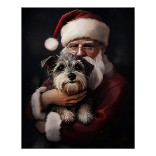 Poster Biewer Terrier Avec Noël Festif Du Père Noël