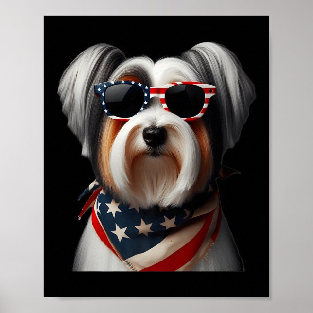 Poster Biewer Terrier Chien 4 juillet Américain Indépenda (Devant)