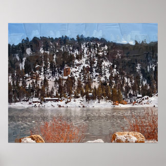 Poster Big Bear Lake, Neige d'hiver