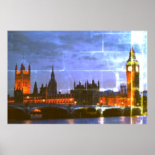Poster Big Ben, Chambres du Parlement, Londres, la nuit
