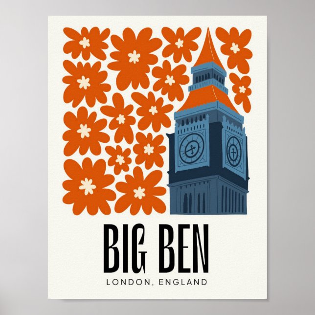 Poster Big Ben Londres Angleterre Voyage abstrait art flo (Devant)