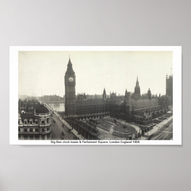 Poster Big Ben & Parlement Carré Londres 1904 (Devant)