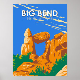 Poster Big Bend National Park Balances Rock Vintage