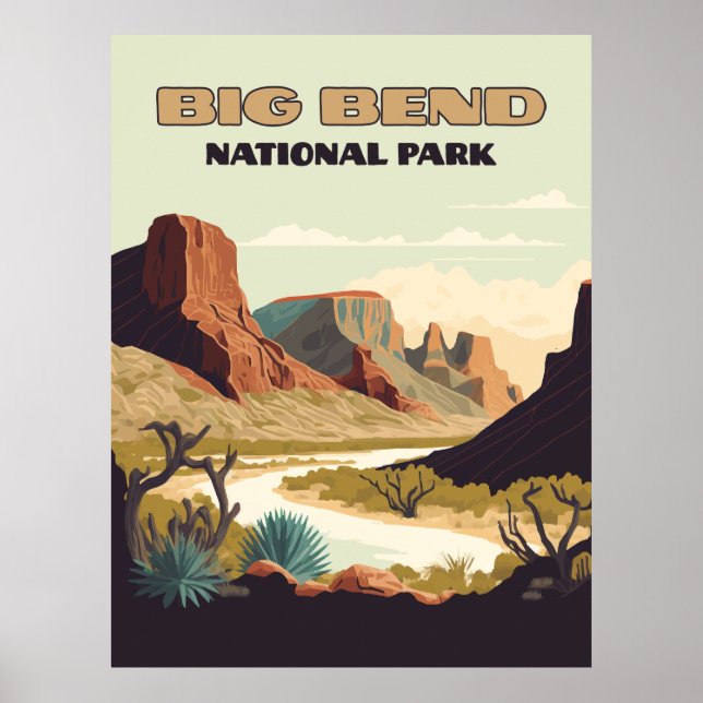 Poster Big Bend National Park Texas Retro Travel (Devant)