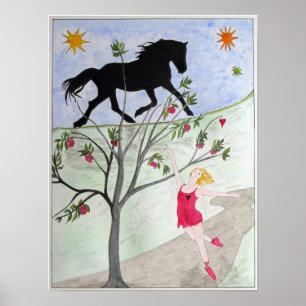 Poster 'Big Black Horse And A Cherry Tree'