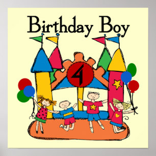 Poster Big Bounce Boy 4th Birthday Tshirts et cadeaux