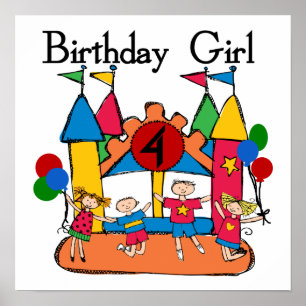 Poster Big Bounce Girl 4th Birthday T-shirts et cadeaux