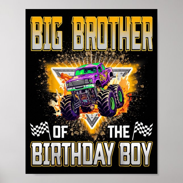 Poster Big Brother Of The Birthday Boy Monster Truck Birt (Devant)