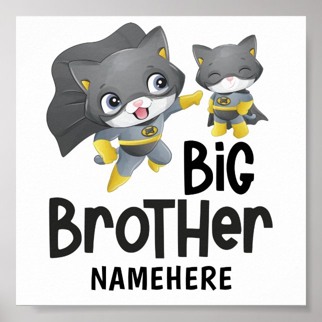 Poster Big Brother Superhero Chat Nom personnalisé (Devant)