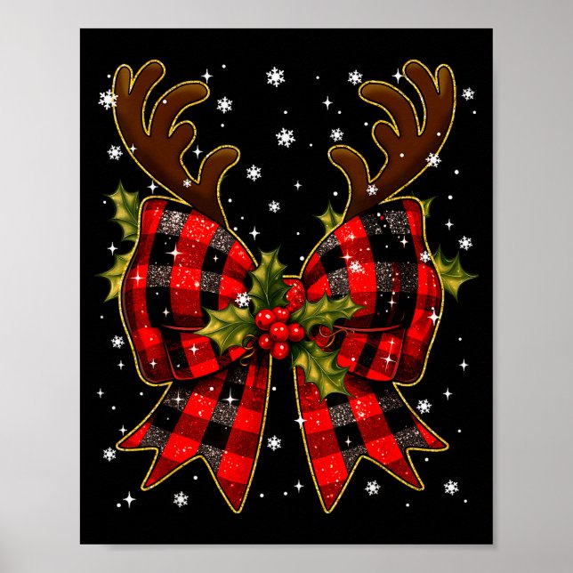 Poster Big Coquette Plaid Reindeer Christmas Xmas Women G (Devant)