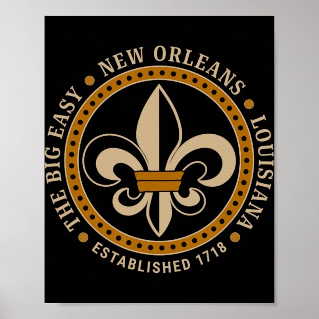 Poster Big Easy New Orleans Louisiana Fleur De Lis Establ (Devant)